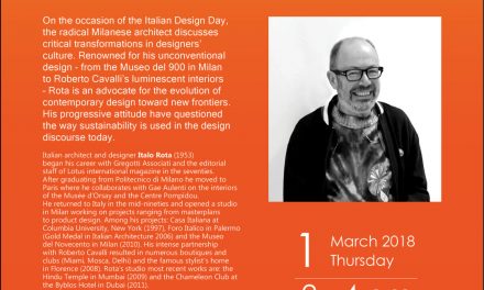 Talk by Italian Designer ITALO ROTA – 1st March